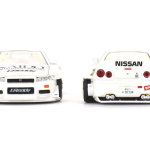 Nissan Skyline GT-R (R34) RHD (Right Hand Drive) #0 "Kaido Works V2" White Metallic (Designed by Jun Imai) "Kaido House" Special 1/64 Diecast Model Car by True Scale Miniatures  by Diecast Mania