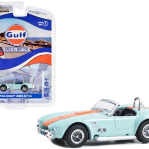 1965 Shelby Cobra 427 S/C Light Blue with Orange Stripes "Gulf Oil Special Edition" Series 1 1/64 Diecast Model by Greenlight  by Diecast Mania