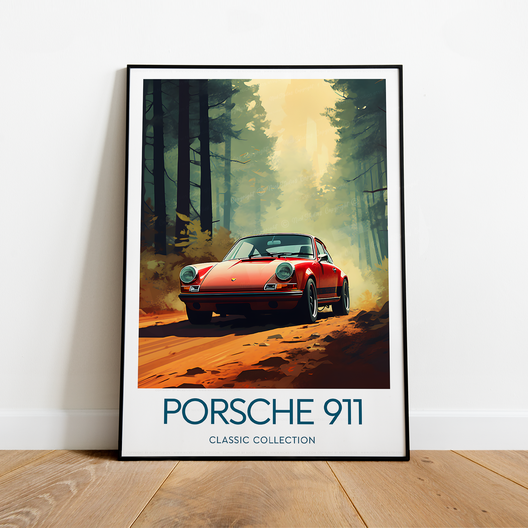 Porsche 911 poster, Porsche 911 print, Classic car collection