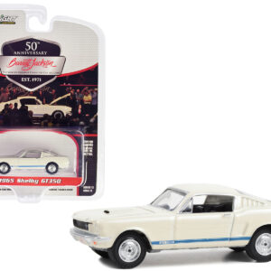 1965 Shelby GT350 White with Blue Stripes (Lot #1381) Barrett Jackson "Scottsdale Edition" Series 12 1/64 Diecast Model Car by Greenlight  by Diecast Mania