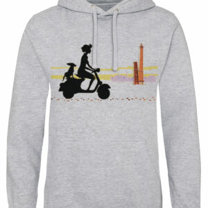 Scooter Girl and Dog Print Hoodie Sports Car Racing Apparel by Hotfuel