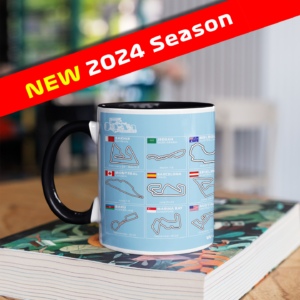2024 Formula 1 F1 Mug. 2024 Calendar, F1 circuit mug F1 Mugs by Woolly Mammoth Media