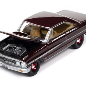 1964 Ford Galaxie 500 XL Vintage Burgundy Metallic "Vintage Muscle" Limited Edition 1/64 Diecast Model Car by Auto World by Diecast Mania
