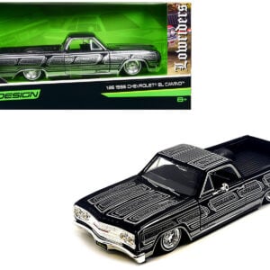 1965 Chevrolet El Camino Lowrider Black Metallic with Silver Graphics "Lowriders" Series 1/25 Diecast Model Car by Maisto  by Diecast Mania
