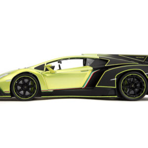 Lamborghini Veneno Lime Green Metallic and Matt Black "Pink Slips" Series 1/24 Diecast Model Car by Jada  by Diecast Mania