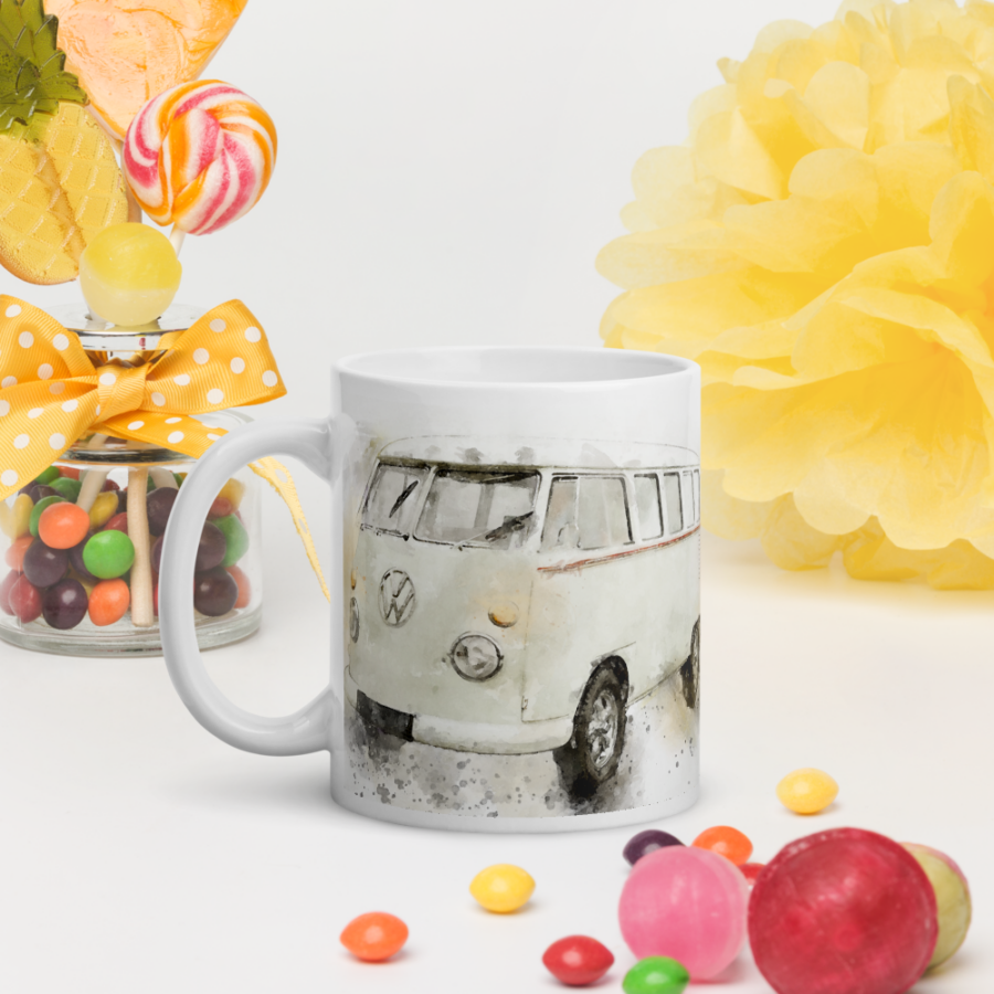 VW Campervan Art Mug - Classic Campervan Coffee Mug Automotive