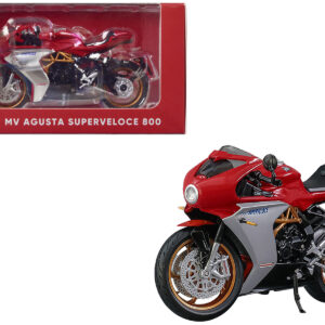 MV Agusta Superveloce 800 Motorcycle Red and Silver 1/18 Diecast Model by CM Models Sports Car Racing Model Cars by Diecast Mania