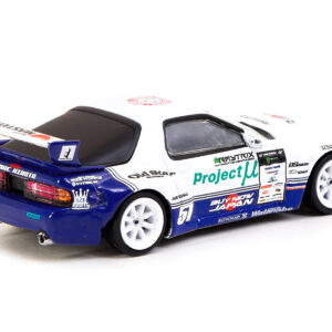 Mazda RX-7 FC3S RHD (Right Hand Drive) #51 White and Blue with Graphics "Pandem Drift Car" "Hobby64" Series 1/64 Diecast Model Car by Tarmac Works Automotive by Diecast Mania