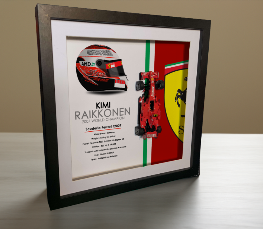 Kimi Raikkonen Ferrari F2007 Helmet Artwork Box Frame 1/43 Diecast Car Panini from the Official Motorsport Merchandise store collection.