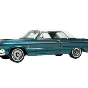 1964 Chevrolet Impala Lagoon Aqua Blue Metallic with Blue Interior and White Top Limited Edition to 200 pieces Worldwide 1/43 Model Car by Goldvarg Collection  by Diecast Mania
