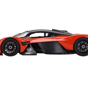 Aston Martin Valkyrie Maximum Orange with Black Top 1/18 Model Car by Top Speed Sports Car Racing Gifts by Diecast Mania