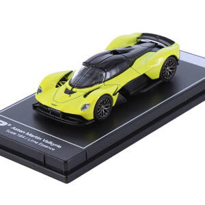 Aston Martin Valkyrie Lime Essence Yellow Metallic with Black Top "Hypercar League Collection" 1/64 Diecast Model Car by PosterCars  by Diecast Mania