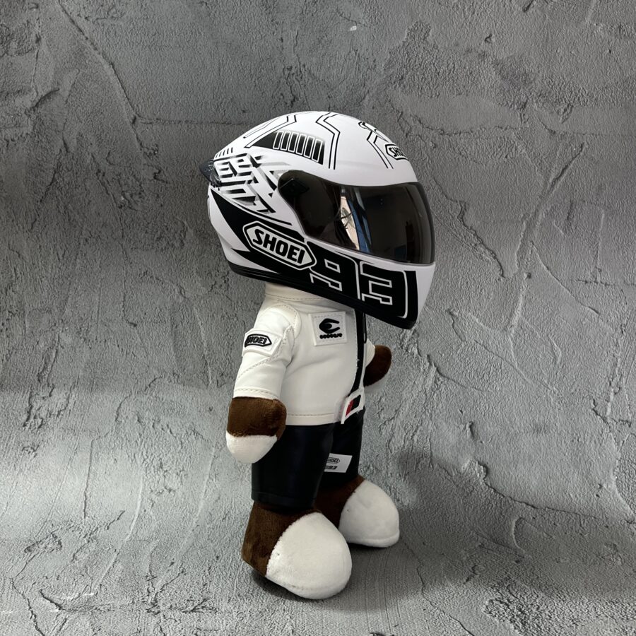 MotoGP Marc Marquez 4 Shoei X-14 MM93 Off White helmet Race Fan Bear Teddy Gift Cub Plush from the Repsol Honda Team store collection.