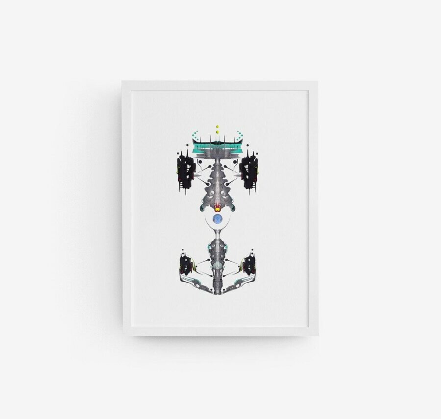 Mercedes Alien [George Russell] Poster - F1 Wall Art - F1 Art By David Tyers from the Sports Car Racing Posters & Prints store collection.