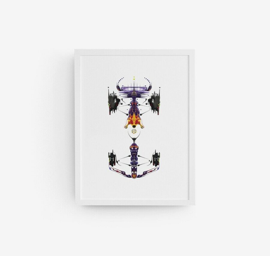Red Bull Alien [Max Verstappen] Poster - F1 Wall Art - F1 Art By David Tyers from the Max Verstappen store collection.
