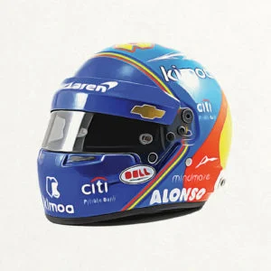 Fernando alonso helmet poster celebrating his return to Formula 1