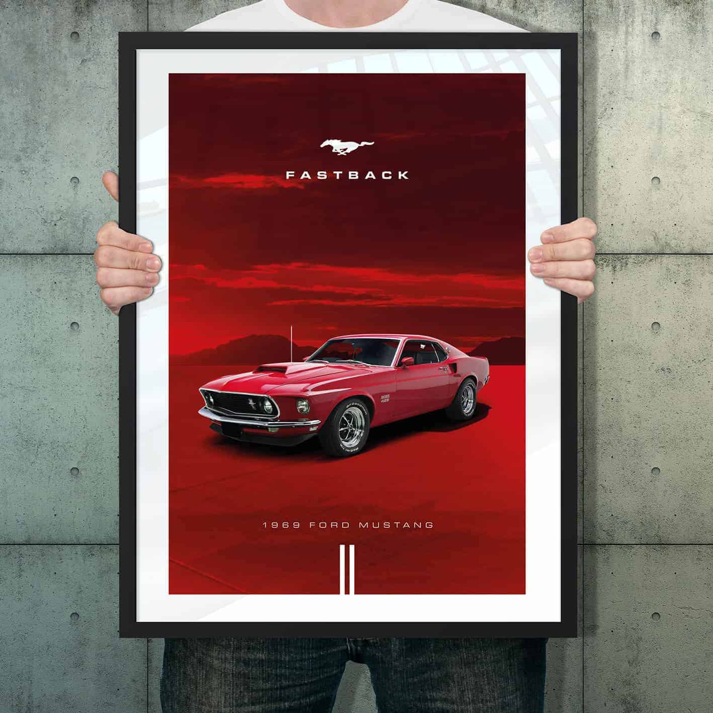 Automotive poster of Ford Mustang Fastback | The GPBox