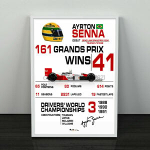 Ayrton Senna Champion F1 Stats Print - Scuderia GP F1 Art by ScuderiaGP